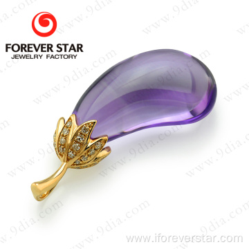 14k Gold Jewelry Rose Pendant Amethyst Jewelry Pendant